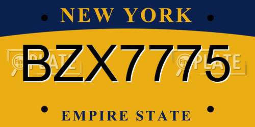 BZX7775 New York License Plate