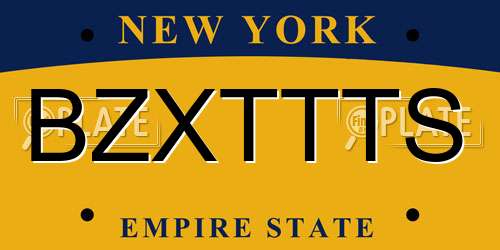 BZXTTTS New York License Plate
