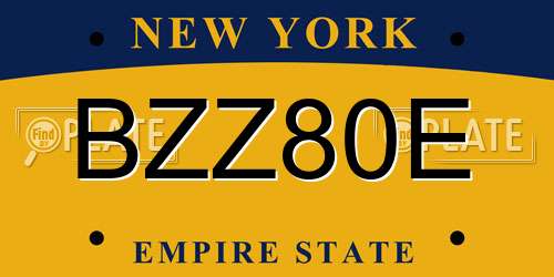 BZZ80E New York License Plate