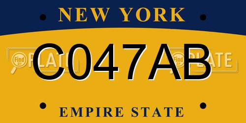 C047AB New York License Plate
