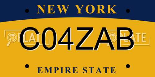 C04ZAB New York License Plate