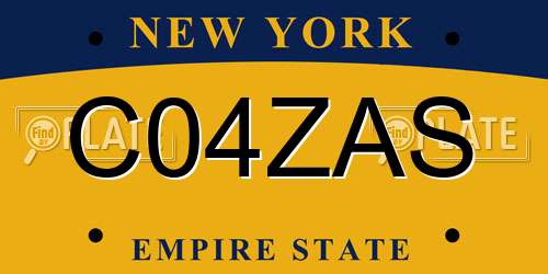C04ZAS New York License Plate