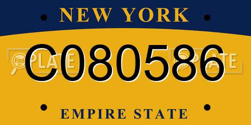 C080586 New York License Plate