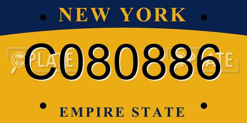 C080886 New York License Plate