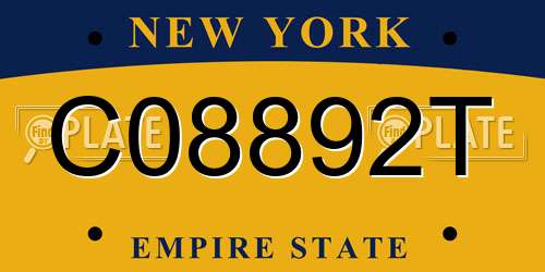 C08892T New York License Plate