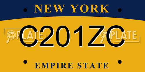C201ZC New York License Plate
