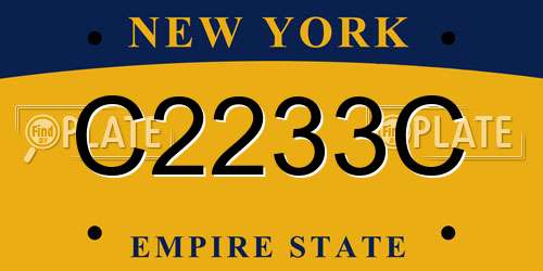 C2233C New York License Plate