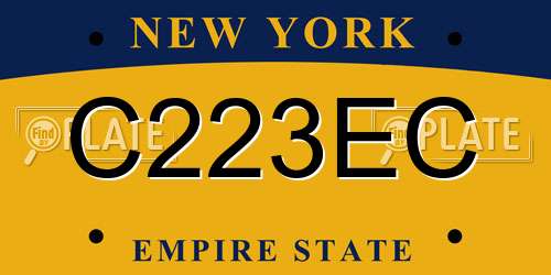 C223EC New York License Plate