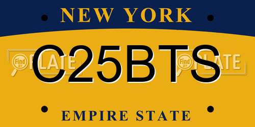 C25BTS New York License Plate