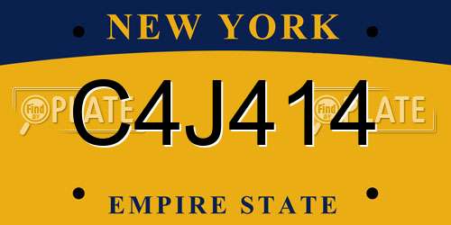 C4J414 New York License Plate