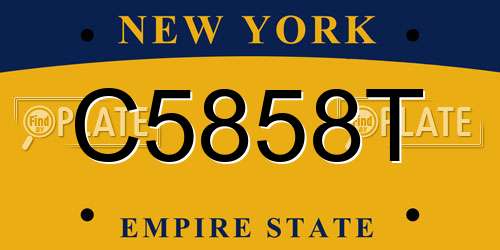 C5858T New York License Plate