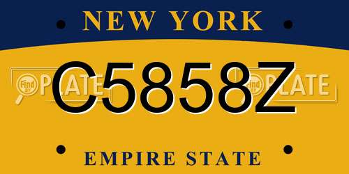 C5858Z New York License Plate