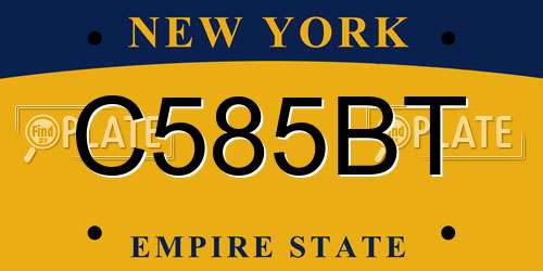 C585BT New York License Plate