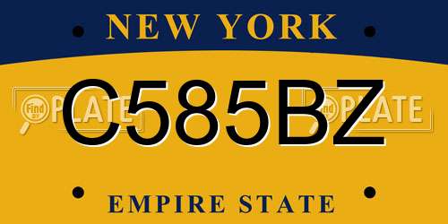 C585BZ New York License Plate