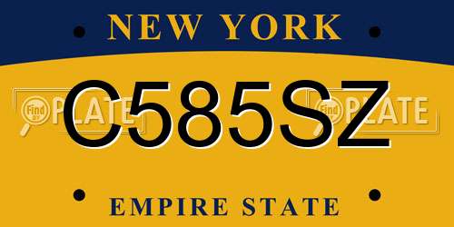 C585SZ New York License Plate
