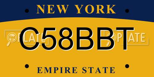 C58BBT New York License Plate