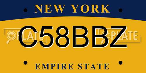 C58BBZ New York License Plate