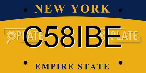 C58IBE New York License Plate