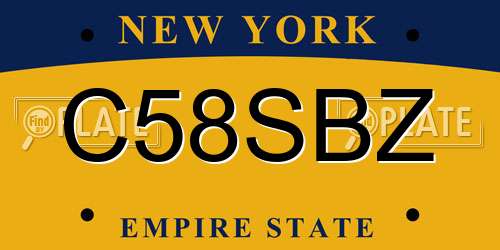 C58SBZ New York License Plate