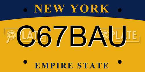 C67BAU New York License Plate