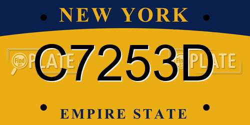 C7253D New York License Plate