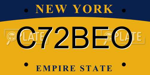 C72BEO New York License Plate