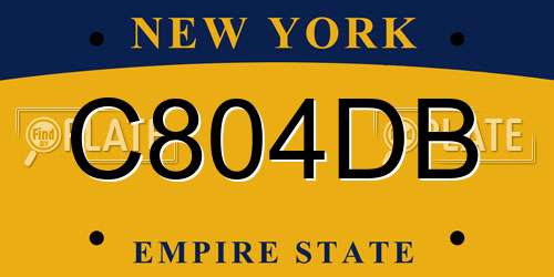 C804DB New York License Plate
