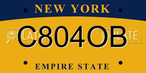 C804OB New York License Plate