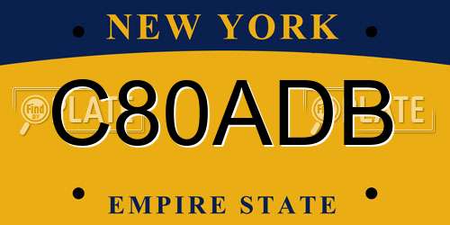 C80ADB New York License Plate