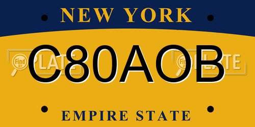 C80AOB New York License Plate
