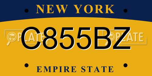 C855BZ New York License Plate