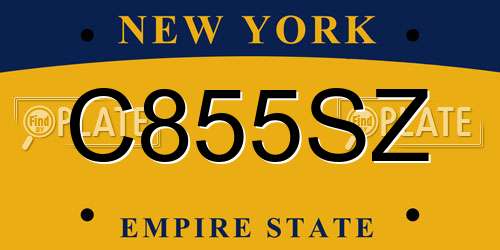 C855SZ New York License Plate
