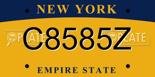 C8585Z New York License Plate