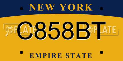 C858BT New York License Plate