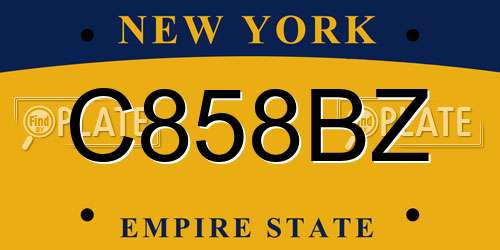 C858BZ New York License Plate