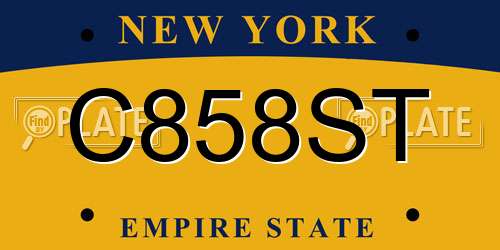 C858ST New York License Plate