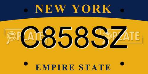 C858SZ New York License Plate
