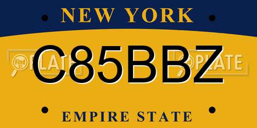 C85BBZ New York License Plate