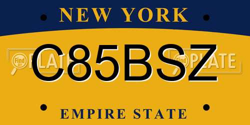 C85BSZ New York License Plate