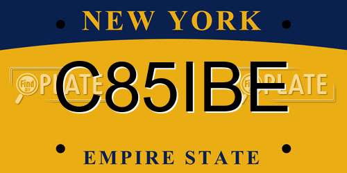 C85IBE New York License Plate