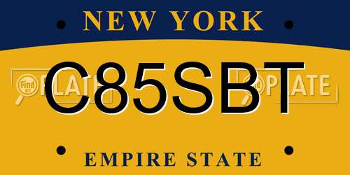 C85SBT New York License Plate