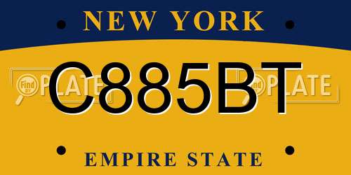 C885BT New York License Plate