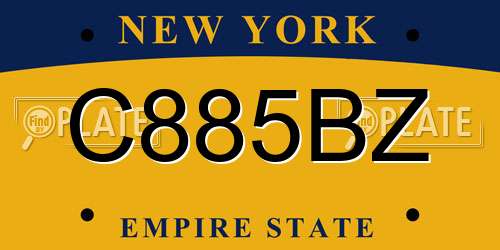 C885BZ New York License Plate