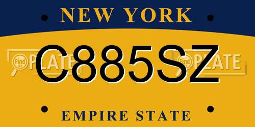 C885SZ New York License Plate