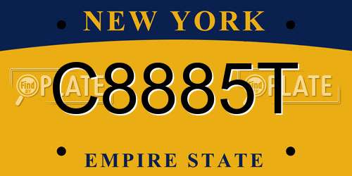 C8885T New York License Plate