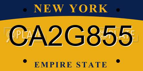 CA2G855 New York License Plate