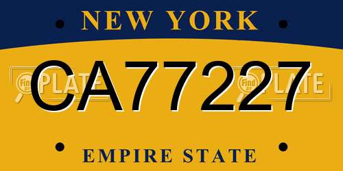 CA77227 New York License Plate