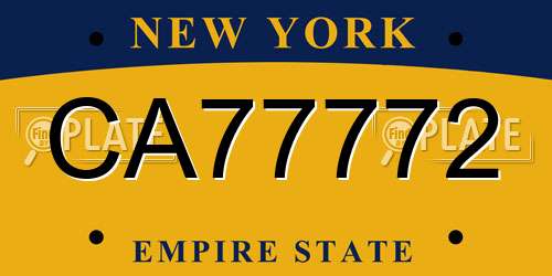 CA77772 New York License Plate