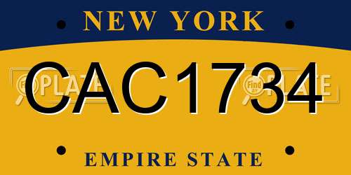 CAC1734 New York License Plate