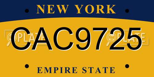 CAC9725 New York License Plate